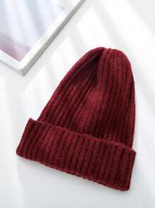 1pc Solid Color Mohair Knit Beanie, Outdoor Street Wear Cold-Proof Knit Hat, Casual Versatile Winter Warm Cap Suitable For Daily Commute