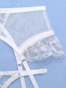 Bộ đồ lót gợi cảm thêu lưới 6 món - trắng - Xem 6