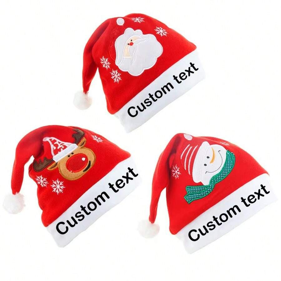 1 件定制圣诞帽，散装圣诞派对帽，无纺布圣诞帽，圣诞节节日服装礼品用品，圣诞节节日帽，圣诞派对新年礼物装饰毛绒帽 - 彩色 - 查看 1