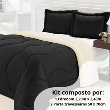 Queen Size Double Sided Gel Mesh Duvet Kit 3 Pieces - Negro con Paja - Ver 2