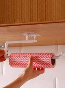 1pc Multi-Functional Kitchen Storage Rack, No Drill Kitchen Paper Towel Holder, Bathroom Toilet Paper Holder, Kitchen Cling Film Rack, Washstand Dishcloth Hanger, Bathroom Towel Rack