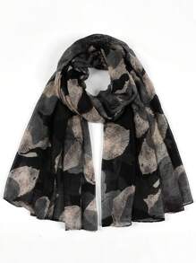 1pc Floral Print Casual Elegant Lightweight Business & Party Polyester Chiffon Scarf, Suitable For Spring, Summer, Autumn And Winter