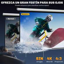 HOMCOM HOMCOM Tela de projetor de 84 polegadas Projetor manual de tecido Tela de projeção 4:3 Formato 4K Suporte para parede ou teto para home theater Office interno e externo branco