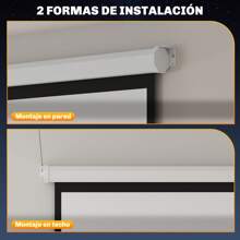 HOMCOM HOMCOM Tela de projetor de 84 polegadas Projetor manual de tecido Tela de projeção 4:3 Formato 4K Suporte para parede ou teto para home theater Office interno e externo branco