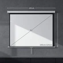 HOMCOM HOMCOM Tela de projetor de 84 polegadas Projetor manual de tecido Tela de projeção 4:3 Formato 4K Suporte para parede ou teto para home theater Office interno e externo branco