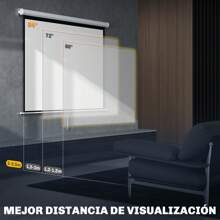 HOMCOM HOMCOM Tela de projetor de 84 polegadas Projetor manual de tecido Tela de projeção 4:3 Formato 4K Suporte para parede ou teto para home theater Office interno e externo branco