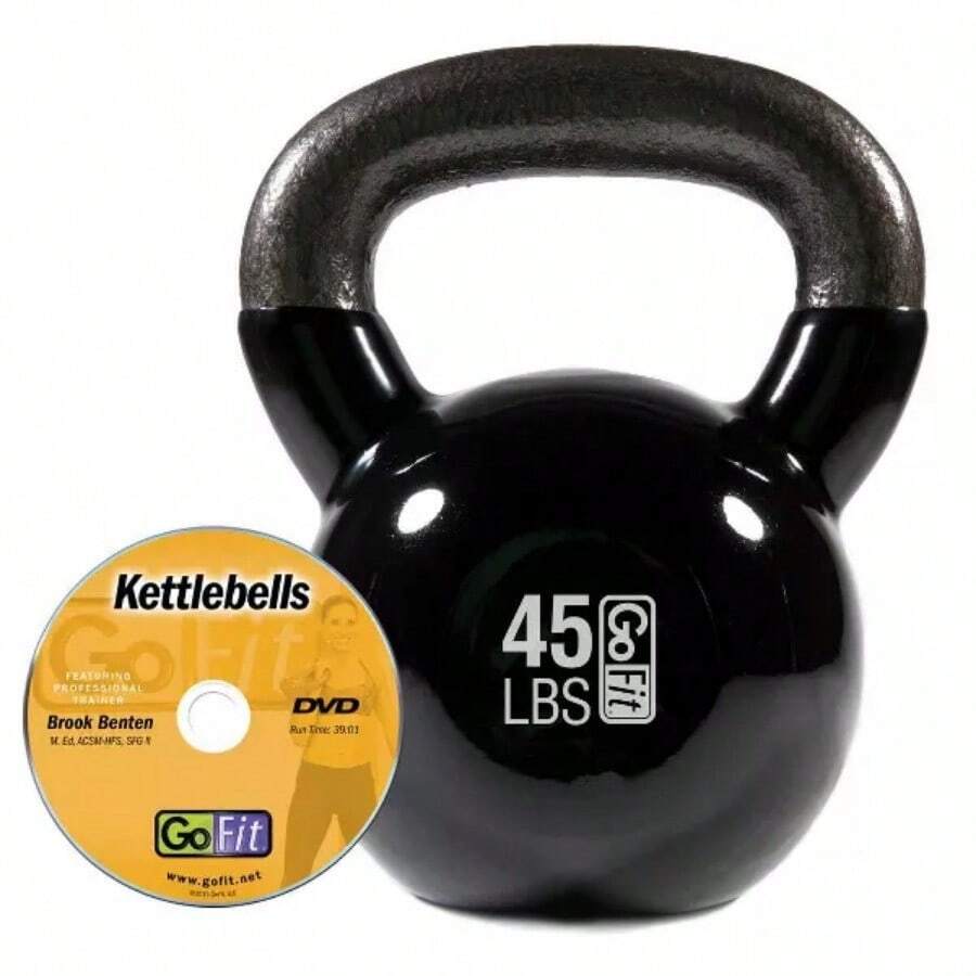 Classic PVC Kettlebell With DVD And Training Manual Black 45lbs for