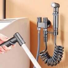 1pc Handheld Bidet Sprayer For Toilet,1-In-2-Out Dual Control Valve,Toilet Bidet Sprayer Set,Adjustable Water Pressure Control Hand Sprayer Kit,For Toilet, Mini Toilet Faucet Sprayer Kit Butt Washer, Hand Shower Bidet Attachment For Washing Machine And Toilet. Easy To Install. Home Bathroom Decor