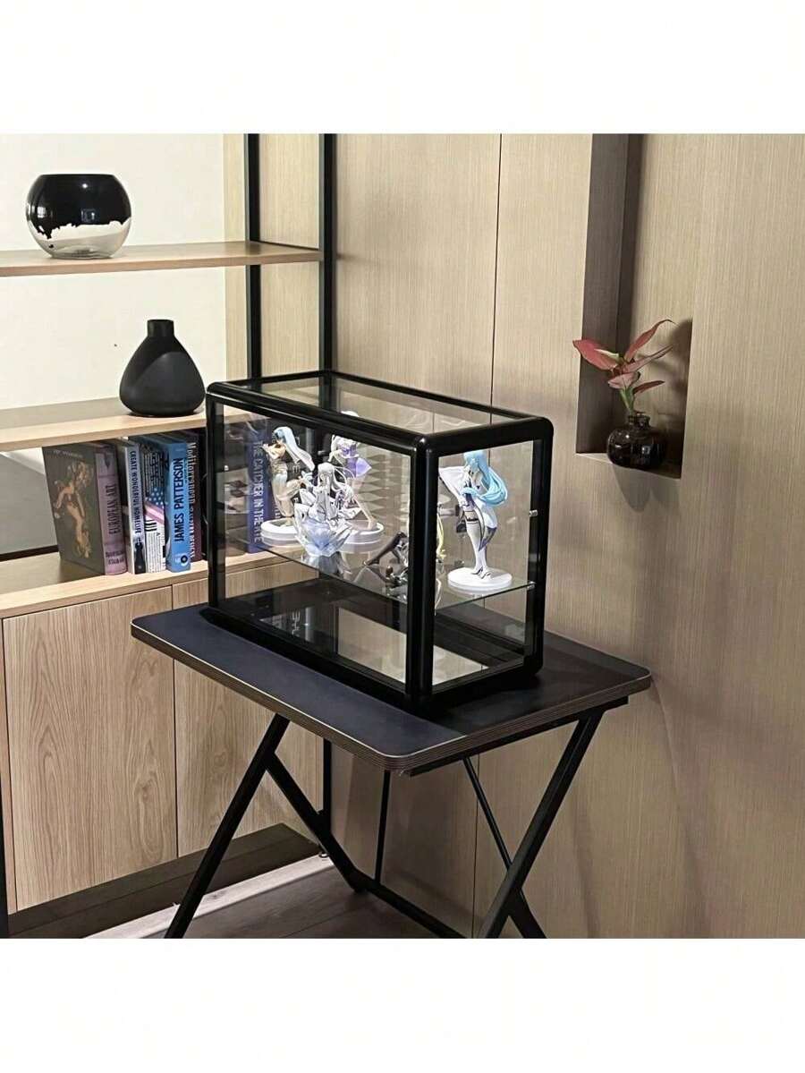 Tempered Glass Counter Top Display Showcase With Sliding Glass Door And