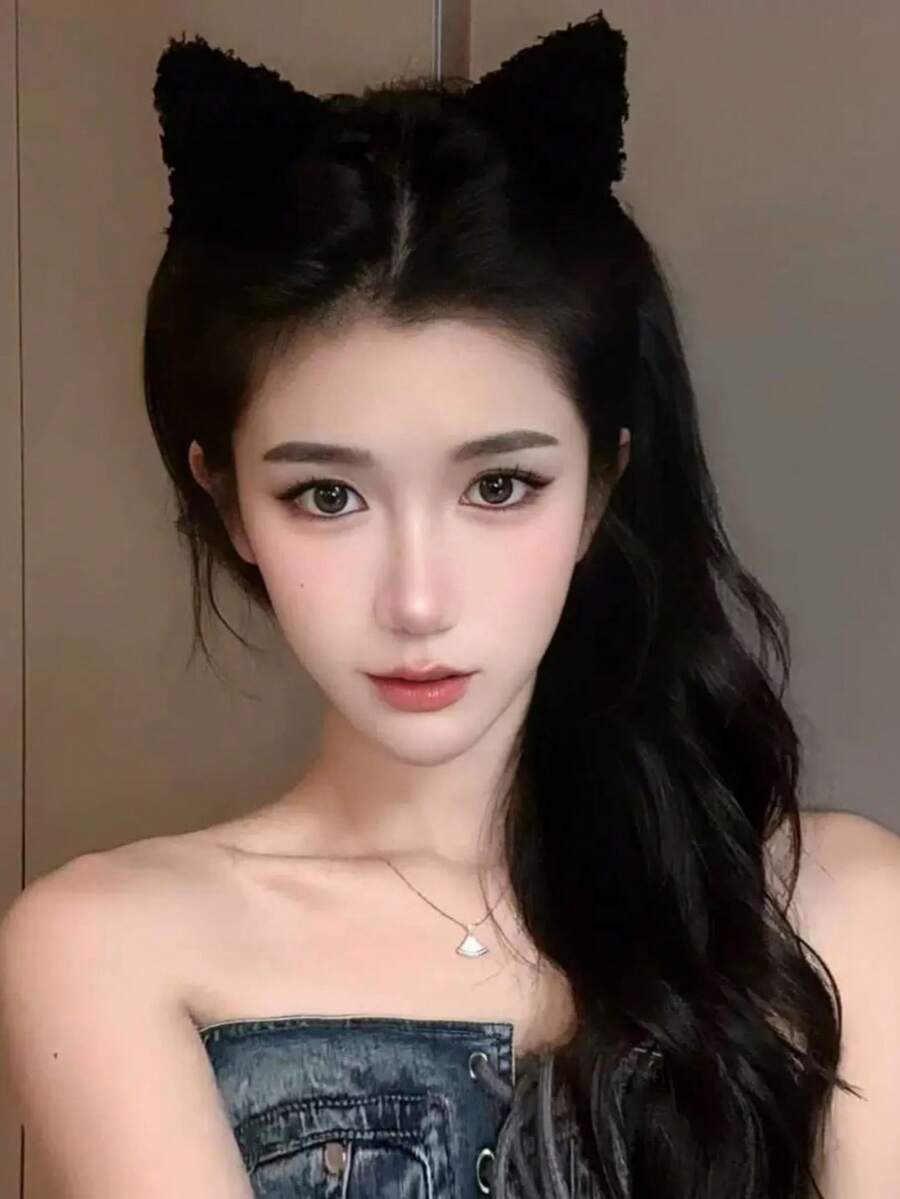 1 cái/2 cái Băng đô tai mèo dễ thương rửa mặt bằng vải nhung kẹp tóc đầu dễ thương Phụ kiện trang điểm tóc - Nhiều màu - Xem 1