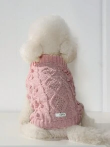 UFBemo Pet Sweater High Collar Pullover, Soft & Lightweight Material, Breathable Cute Pom Pom Knit Sweater Suitable For Cats And Small/Medium Dogs - Pink - View 3