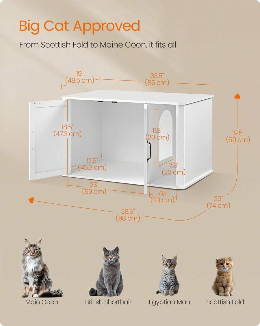 Feandrea Litter Box Enclosure, Modern Cat Litter Box Furniture Hidden