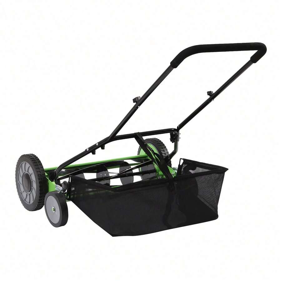 20" Manual Lawn Mower Hand Push Reel WalkBehind Grass Catcher With 5