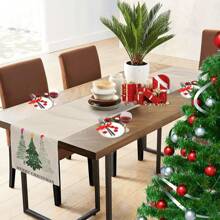 2025 Merry Christmas Table Runner, Seasonal Winter Christmas Holiday Kitchen Dining Table Decor, Suitable For Indoor And Outdoor Home Party Decoration