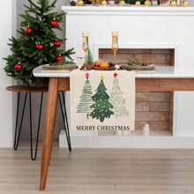 2025 Merry Christmas Table Runner, Seasonal Winter Christmas Holiday Kitchen Dining Table Decor, Suitable For Indoor And Outdoor Home Party Decoration