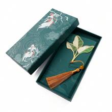 1 Set/1 Pc Lotus Leaf Vein, Ginkgo Biloba, Plantain, Tortoise Shell Leaf Tassel Bookmark With Gift Box For Family, BFF, Book Lovers Collecting Trophy Artwork, Memorial Gifts, Birthday Gifts, Metal Brass Bookmarks