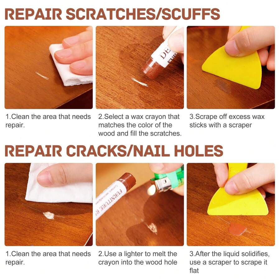 DEWEL Wood Filler Sticks, 18 Colors Wood Wax Crayons For Scratches