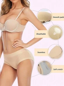 Sports Outdoor 1pc Multicolor Seamless Body Shaping Panties With Sponge Padded, Triangle Cut For Better Butt Lift Gym Accessories