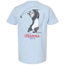 Hamms Beer Golf Swing Blue Colorway Front And Back Print T-Shirt - Blue - View 4