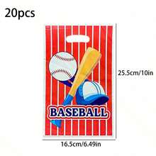 10/20/30 件棒球主题礼品袋、运动员运动帽、厚防水手提袋、节日收纳袋、生日派对、礼品包装、珠宝收纳 - 紅色 - 查看 4