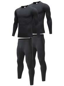 2 zestawy męskiej czarnej bielizny termicznej Ochrona przed zimnem na zewnątrz Ciepła podstawa Ciepłe, ciepłe ubrania Komfort domowy Elastyczne piżamy Prezenty na jesień i zimę
