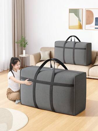 1PC 行李旅行袋、床上用品收纳袋、大容量衣物收纳袋、玩具收纳袋、杂物收纳袋、柜顶收纳袋、床底收纳袋、后备箱收纳袋、双向合金拉链、可折叠可洗、加宽手柄袋，用于学校用品学校用品