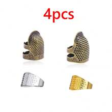 4 piezas Anillo protector ajustable de metal para el dedo, dedal protector para costura a mano, bordado, herramienta y accesorio de costura DIY