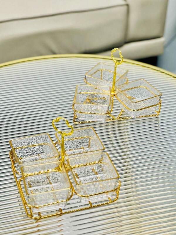 طقم صينية لتقديم الوجبات الخفيفة مع حامل، مستخدمة لتخزين المقبلات والحلويات والبسكويت هدية عيد الميلاد