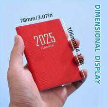 1 pieza Calendario/Agenda de Estilo Británico Tamaño A7 2025/2026, 60 hojas 120 páginas, planificador semanal delgado, calendario anual de 365 días, agenda de bolsillo portátil, cuaderno pequeño de piel sintética, 4.17*3.07 pulgadas, útiles escolares, de vuelta a la escuela