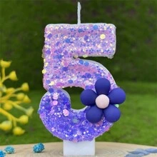 3 件/套闪闪发光的紫色花朵数字蜡烛、生日蛋糕蜡烛装饰、派对蜡烛装饰、0-9 岁数字蜡烛、氛围生日蜡烛、美丽而有创意的数字蜡烛、惊喜派对蛋糕装饰，适用于派对、婚礼、生日晚宴和餐厅氛围装饰、房间装饰、礼物、生日装饰、生日快乐、蛋糕蜡烛、房间装饰 - 多色 - 查看 13