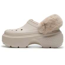 Crocs Zuecos acolchados de algodón, ligeros y cálidos, con forro esponjoso, zapatillas de estar por casa transpirables y con diseño deslizante. Código de estilo: 208546-160 - Gris cemento - Ver 4