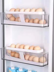 1 件装冰箱鸡蛋储存滚轮托盘' - 白色 - 查看 4