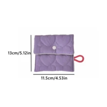 绗缝心形设计糖果色化妆品收纳包、迷你便携式卫生巾和零钱包 - 彩色 - 查看 6