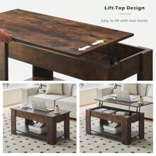 CLIPOP Lift Top Coffee Table, Wooden Coffee Table With Hidden Compartment And Open Storage Shelf,Modern Sofa Side Table Center Table For Living Room And Bedroom - Chocolate Brown - View 8