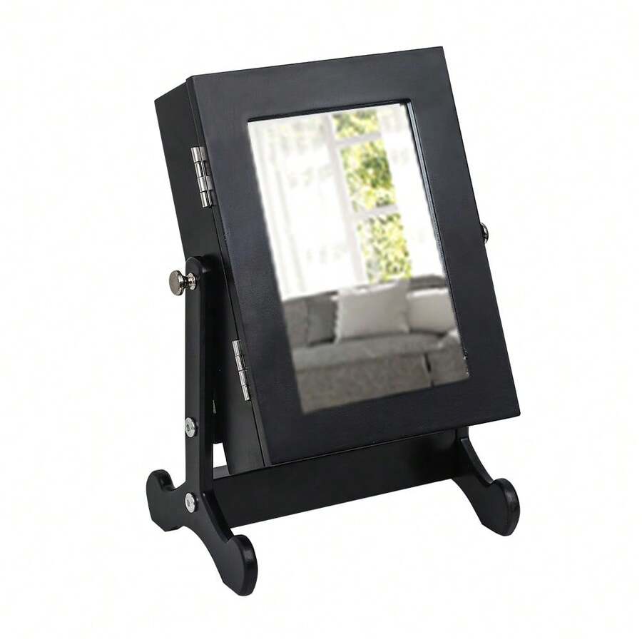 Small Mirror Jewelry Organizer Armoire Storage Box Countertop