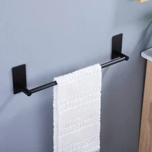 1pc Punch-Free Stainless Steel Bathroom Towel Rack Towel Single Rod Hanger Bathroom Storage Rack