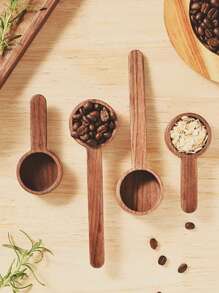 1pc/2pcs Walnut Wood Coffee Measuring Scoop, Wooden Measurement Spoon For Coffee Grounds, Milk Powder, Precise Quantity Spoon Back To School - Multicolor - View 5