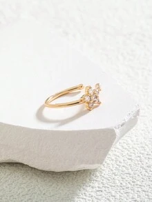 Nooxian 1 件时尚简约休闲水钻花鼻环 - 金黃色 - 查看 3