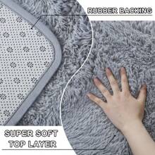 1pc 9x12Ft Luxury Large Rug For Living Room, Fuzzy Plush Large Area Rug, Fluffy Modern Shag Non Slip Soft Furry Carpet For Bedroom, Study Room, Teens Dorm, Home Decor, Housewarming Gift - 灰色 - 查看 7