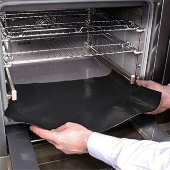 Extra dikke antiaanbaklaag, herbruikbare ovenvoeringmat - robuuste ovenvloerbeschermer, eenvoudig bij te snijden voor een persoonlijke pasvorm, compatibel met elektrische en gasovens, keukenaccessoire voor bakken zonder rommel 40x33cm antiaanbaklaag BBQ-grillmat hittebestendig bakken herbruikbare barbecueplaat kookgrillplaatvoering gereedschap