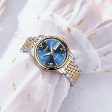 1 件 GUANQIN 防水夜光手表，带双日历水钻表盘耐磨不锈钢表带时尚商务奢华经典休闲自动上链女士自动机械表适合节日、约会、商务、礼物 - 彩色 - 查看 7