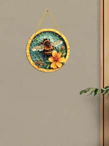 1 buc. Semn rotund acrilic agățat, placă de suspendare acrilică cu albine și fagure de miere, verandă ușă din față sufragerie dormitor decor acasă, decorare rustică de perete, decor interior și exterior