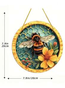 1 buc. Semn rotund acrilic agățat, placă de suspendare acrilică cu albine și fagure de miere, verandă ușă din față sufragerie dormitor decor acasă, decorare rustică de perete, decor interior și exterior