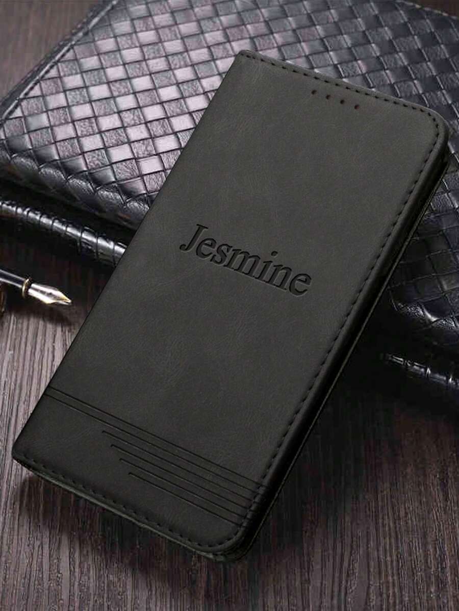 Customized Phone Case Compatible With IPhone 16 15 14 13 12 11 Pro Max Compatible With Samsung Galaxy S24 S23 S22 Ultra A55 A54 A53 A52 5G Personalized Initials Name 3D DIY Engraved Gold Letters Back Cover Hot Stamping Technology Luxury Wallet Flip Card Holder Stand Leather Shockproof Case Leather Case Festival Gifts For Lover Friends Family Yourself Children