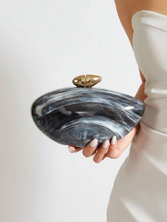 女士时尚亚克力手包 奢华渐变色磁铁扣 金属长链单肩斜挎包 女士派对晚宴包，水晶装饰，仿珍珠 适合派对女孩、女士、女士、新娘 适合派对、婚礼、舞会、晚宴/宴会 送给女性的最佳礼物