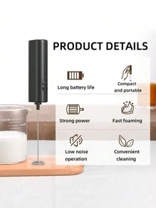 AOYI 1 pieza Batidor de mano portátil y mini para café y leche que funciona con batería AA