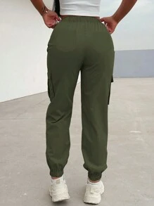 1pc Teen Girl Casual Straight Leg Jogger Pants With Pockets, Spring/Autumn/Winter, Athletic Wear