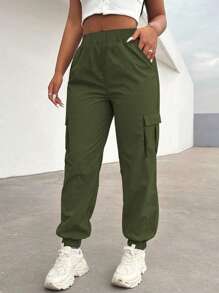 1pc Teen Girl Casual Straight Leg Jogger Pants With Pockets, Spring/Autumn/Winter, Athletic Wear