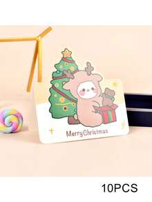 10 张圣诞节/感恩节贺卡、创意感谢与祝福卡、圣诞装饰品、圣诞礼物、圣诞派对用品 - 彩色 - 查看 14