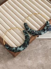 1 对时尚复古夸张豹纹布质环状耳环，适合女性休闲和聚会，全年可佩戴 - 豹紋耳圈 - 查看 5